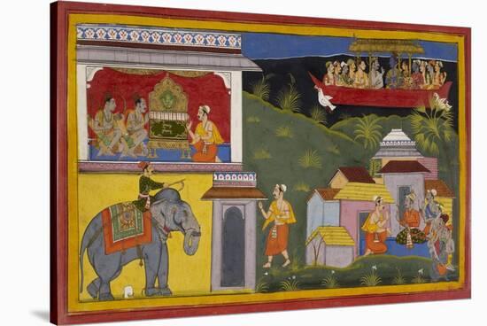 Hanuman Tells Of Rama's Return-Sahib Din-Stretched Canvas