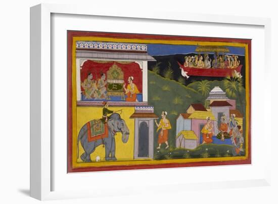 Hanuman Tells Of Rama's Return-Sahib Din-Framed Giclee Print