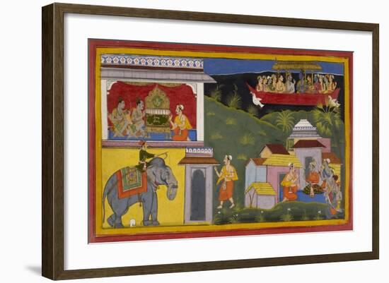 Hanuman Tells Of Rama's Return-Sahib Din-Framed Giclee Print