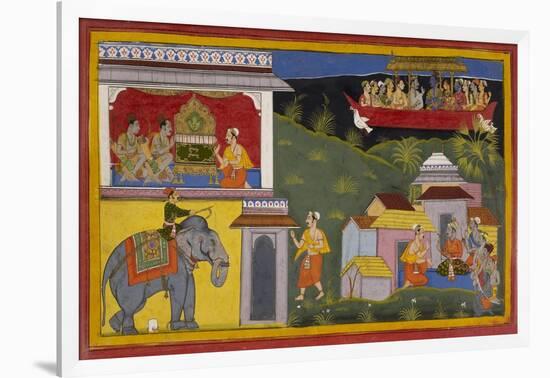 Hanuman Tells Of Rama's Return-Sahib Din-Framed Giclee Print