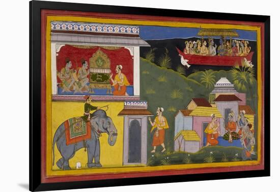 Hanuman Tells Of Rama's Return-Sahib Din-Framed Giclee Print