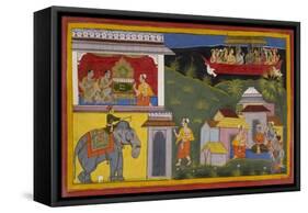 Hanuman Tells Of Rama's Return-Sahib Din-Framed Stretched Canvas