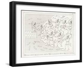 Hanuman the Monkey God and His Monkey Companions Build the Bridge of Rama to Ceylon-Lemaitre-Framed Art Print