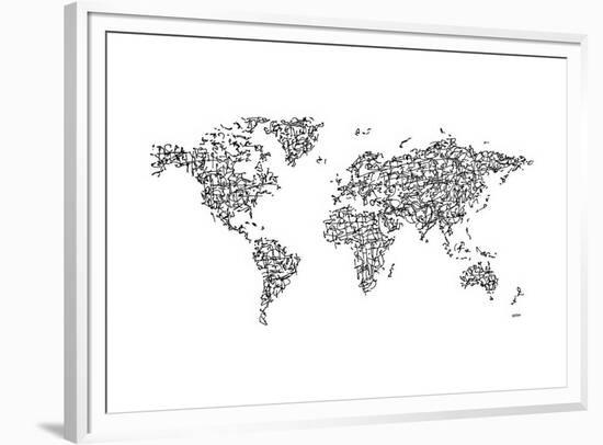 Hànzì Kanji World Map -Charlotte Bassin-Framed Art Print