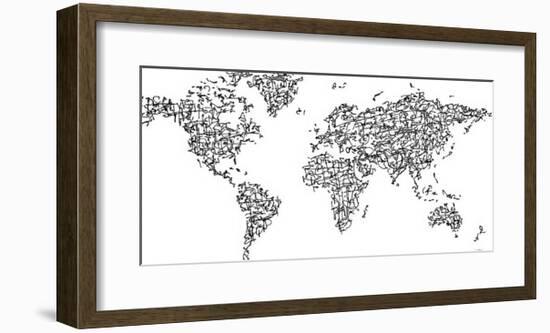 Hànzì Kanji World Map -Charlotte Bassin-Framed Giclee Print