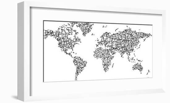 Hànzì Kanji World Map -Charlotte Bassin-Framed Giclee Print