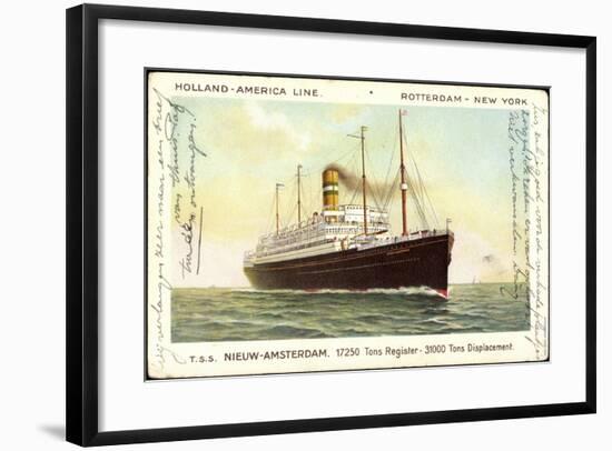 Hapag, Dampfschiff T.S.S. Nieuw Amsterdam in Fahrt-null-Framed Giclee Print