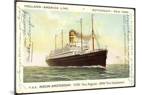 Hapag, Dampfschiff T.S.S. Nieuw Amsterdam in Fahrt-null-Mounted Giclee Print