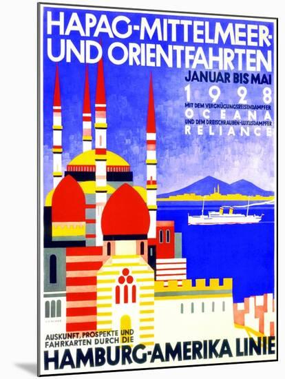 Hapag Mediterranean and Orient Cruises', Poster Advertising the Hamburg American Line, 1927-null-Mounted Giclee Print