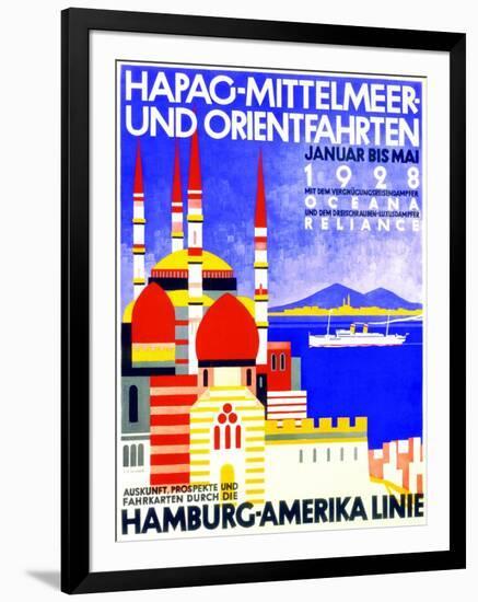 Hapag Mediterranean and Orient Cruises', Poster Advertising the Hamburg American Line, 1927-null-Framed Giclee Print