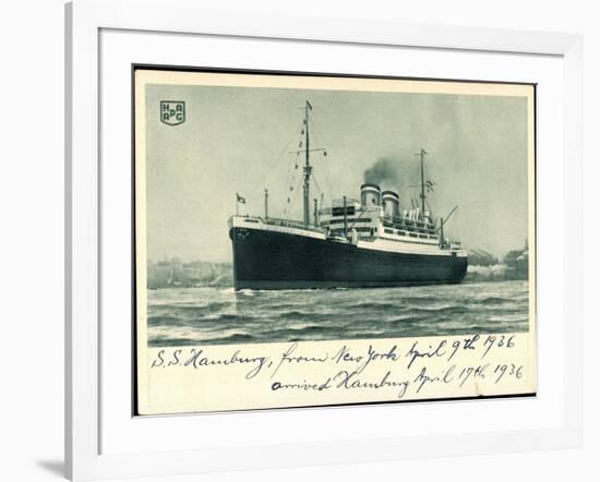 Hapag, S.S. Hamburg, New York, 1936, Dampfschiff-null-Framed Giclee Print