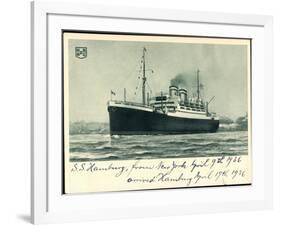 Hapag, S.S. Hamburg, New York, 1936, Dampfschiff-null-Framed Giclee Print
