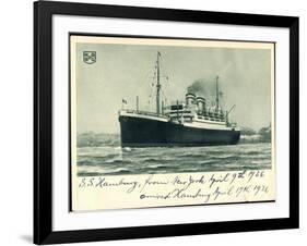 Hapag, S.S. Hamburg, New York, 1936, Dampfschiff-null-Framed Giclee Print