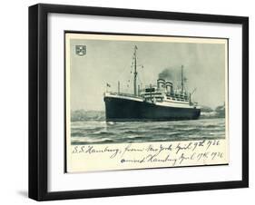 Hapag, S.S. Hamburg, New York, 1936, Dampfschiff-null-Framed Giclee Print