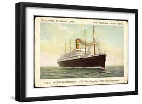 Hapag, T.S.S. Nieuw Amsterdam, Dampfschiff-null-Framed Giclee Print