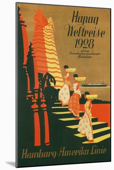 HAPAG World Cruise, Travel Poster-null-Mounted Art Print