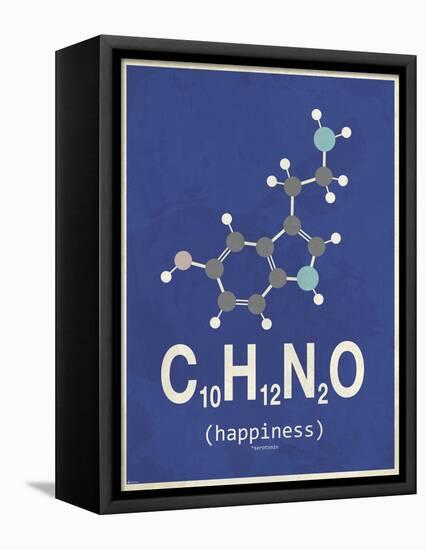 Happiness - Dark Blue-TypeLike-Framed Stretched Canvas