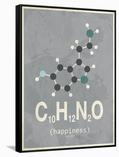 Happiness - Dark Grey-TypeLike-Framed Stretched Canvas