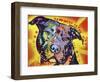 Happiness Is The Pits Sunray, Dogs, Pets, Pit Bull, red and yellow, Pop Art, Stencils, Motivational-Russo Dean-Framed Giclee Print