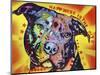 Happiness Is The Pits Sunray, Dogs, Pets, Pit Bull, red and yellow, Pop Art, Stencils, Motivational-Russo Dean-Mounted Giclee Print