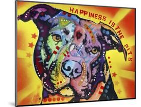 Happiness Is The Pits Sunray, Dogs, Pets, Pit Bull, red and yellow, Pop Art, Stencils, Motivational-Russo Dean-Mounted Giclee Print