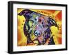 Happiness Is The Pits Sunray, Dogs, Pets, Pit Bull, red and yellow, Pop Art, Stencils, Motivational-Russo Dean-Framed Giclee Print