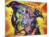 Happiness Is The Pits Sunray, Dogs, Pets, Pit Bull, red and yellow, Pop Art, Stencils, Motivational-Russo Dean-Mounted Giclee Print