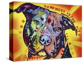 Happiness Is The Pits Sunray, Dogs, Pets, Pit Bull, red and yellow, Pop Art, Stencils, Motivational-Russo Dean-Stretched Canvas