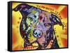 Happiness Is The Pits Sunray, Dogs, Pets, Pit Bull, red and yellow, Pop Art, Stencils, Motivational-Russo Dean-Framed Stretched Canvas