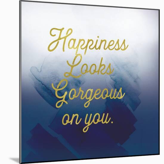 Happiness Looks Good Navy-Lula Bijoux-Mounted Art Print