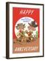 Happy Anniversary, Cartoon Cowboys-null-Framed Art Print