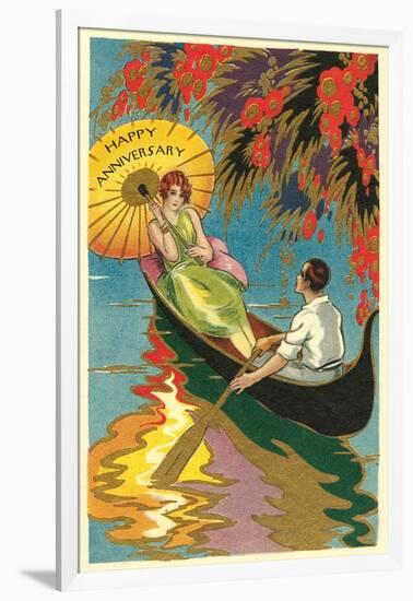 Happy Anniversary, Couple in Canoe-null-Framed Art Print