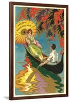 Happy Anniversary, Couple in Canoe-null-Framed Art Print