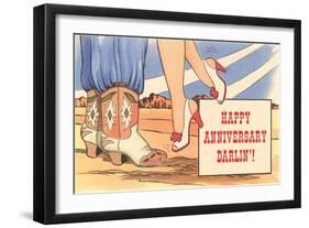 Happy Anniversary Darlin', Cowboy Boots and High Heels-null-Framed Art Print