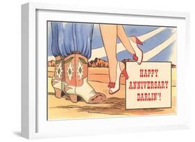 Happy Anniversary Darlin', Cowboy Boots and High Heels-null-Framed Art Print