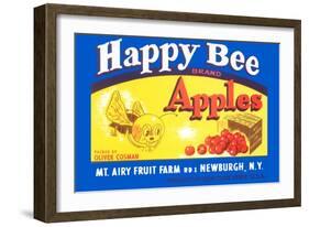 Happy Bee Brand Apples-null-Framed Art Print