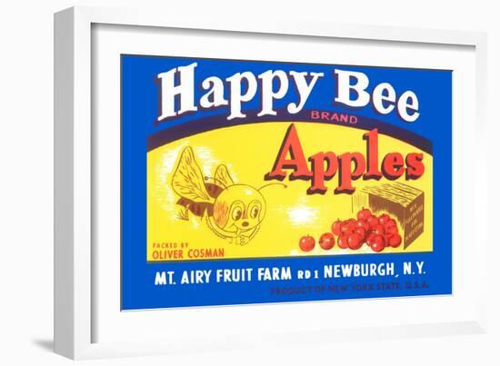 Happy Bee Brand Apples-null-Framed Art Print