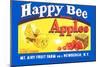 Happy Bee Brand Apples-null-Mounted Art Print