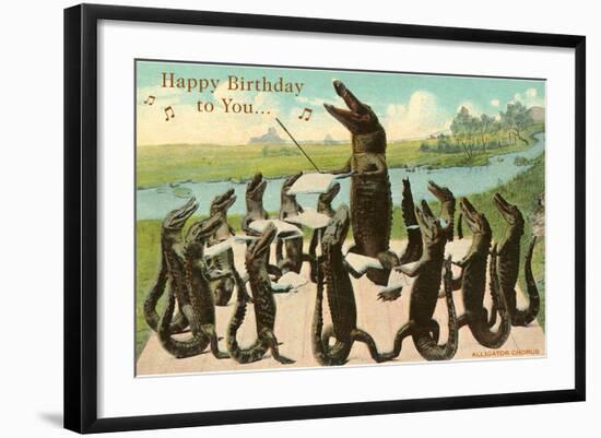 Happy Birthday, Alligator Chorus-null-Framed Art Print