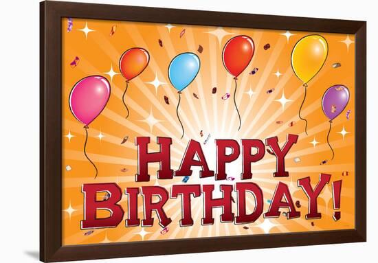 Happy Birthday (Balloons) Art Poster Print-null-Framed Poster