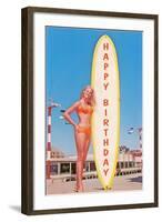 Happy Birthday, Blonde with Long Board-null-Framed Art Print