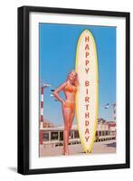 Happy Birthday, Blonde with Long Board-null-Framed Art Print