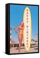 Happy Birthday, Blonde with Long Board-null-Framed Stretched Canvas