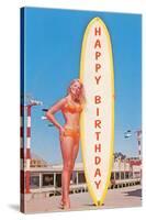 Happy Birthday, Blonde with Long Board-null-Stretched Canvas