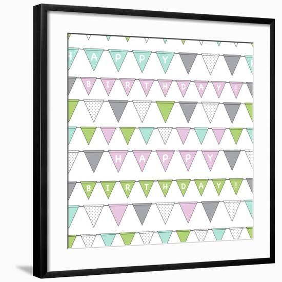 Happy Birthday Bunting Girl-Joanne Paynter Design-Framed Giclee Print