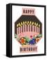 Happy Birthday, Cake Motif-null-Framed Stretched Canvas