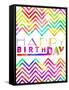 Happy Birthday Chevron-Jace Grey-Framed Stretched Canvas