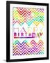 Happy Birthday Chevron-Jace Grey-Framed Art Print