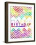 Happy Birthday Chevron-Jace Grey-Framed Art Print