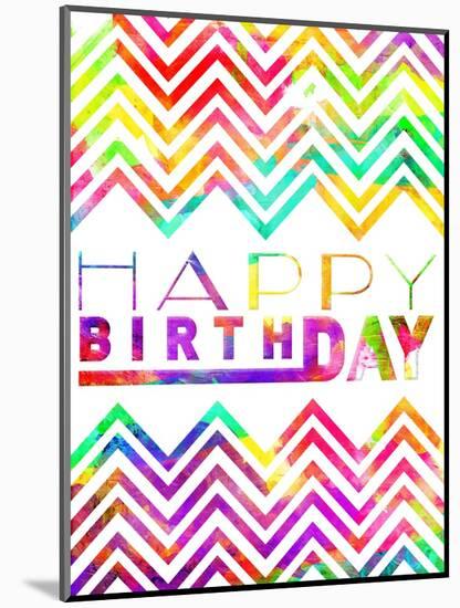 Happy Birthday Chevron-Jace Grey-Mounted Art Print